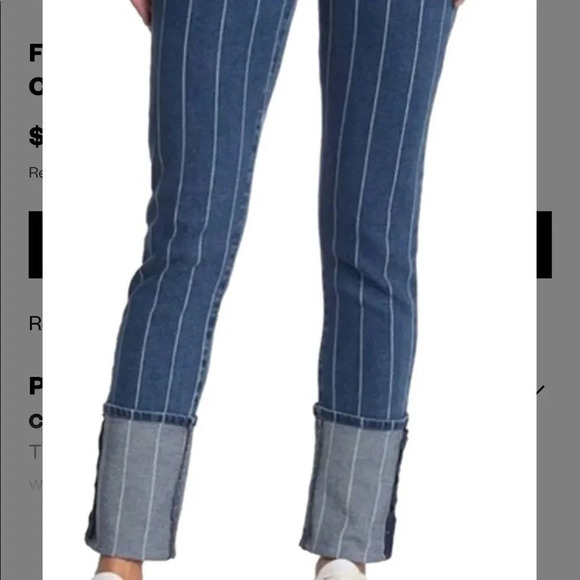 New Etica Finn Striped High Rise Straight Leg Cuffed Jeans - Picture 2 of 16